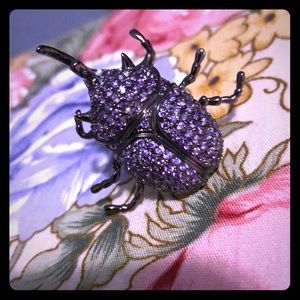 Noir Crystal Beetle Ring